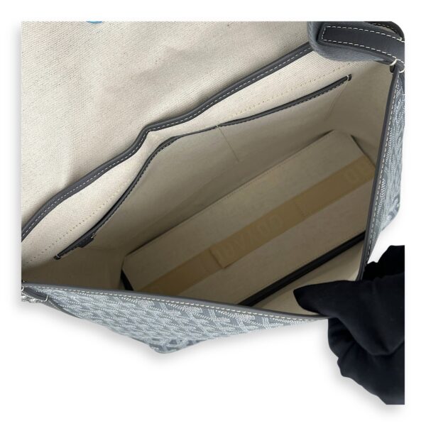Capetien MM Grey Shoulder Bag in Coated Canvas, Silver hardware - Image 10