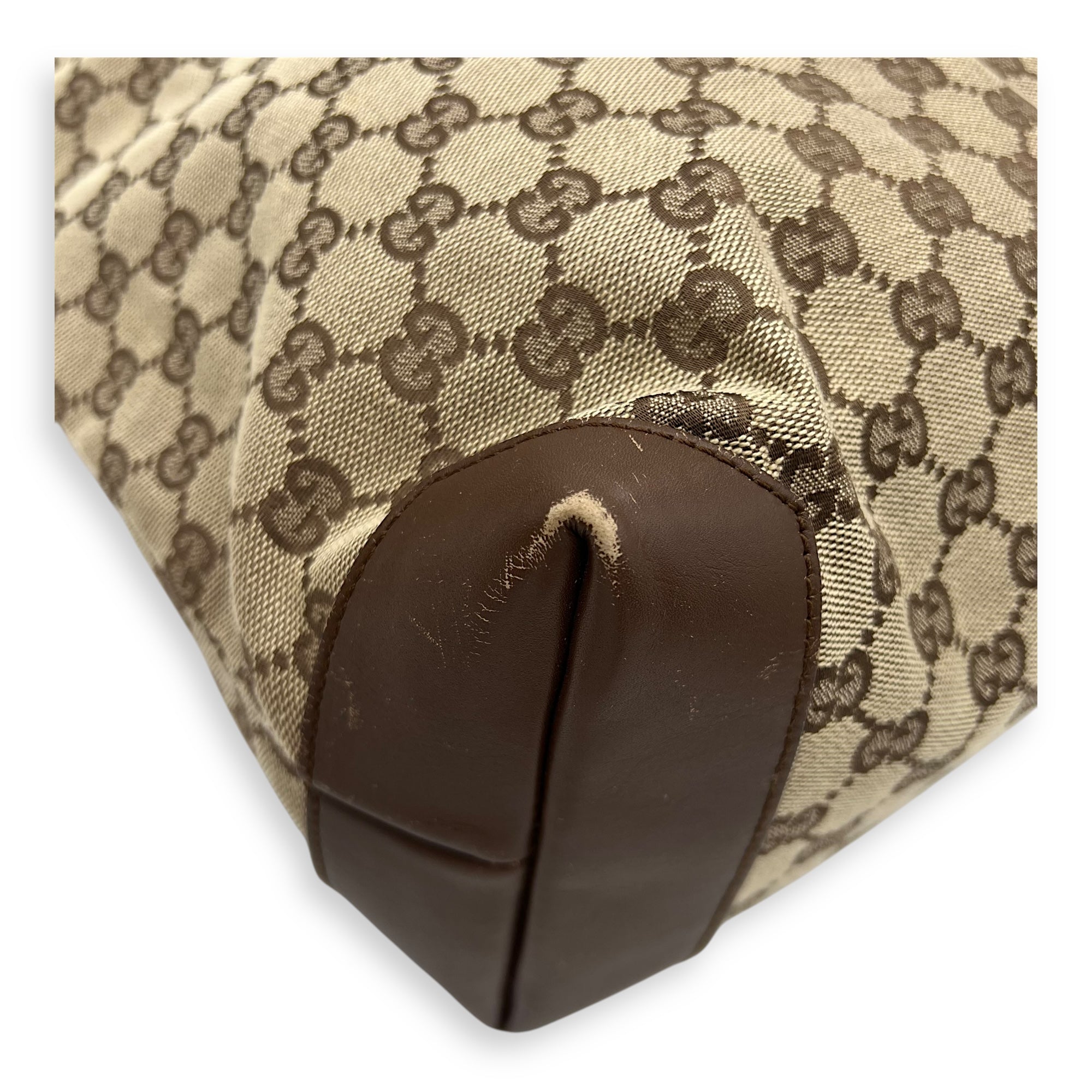 Vintage Tote Bag Brown in Coated Canvas, Silver hardware - Image 14