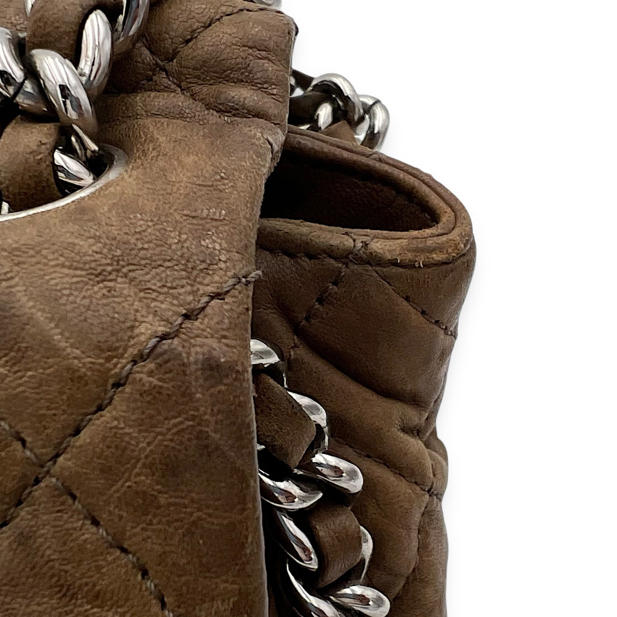 CC Shoulder Bag Brown in Calfskin, Silver hardware - Image 12