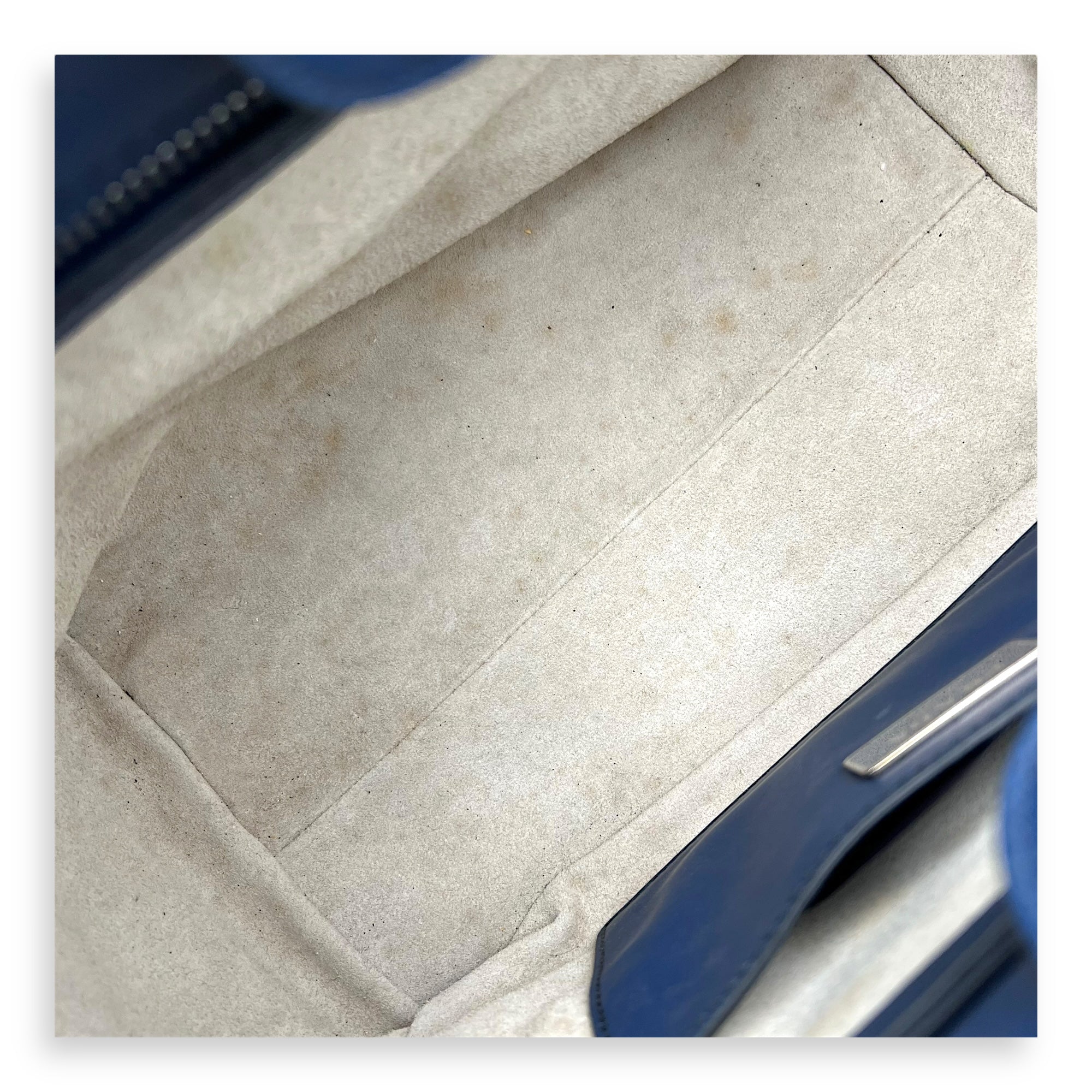 Logo Top Handle Bag Blue in Calfskin, Gold hardware - Image 12