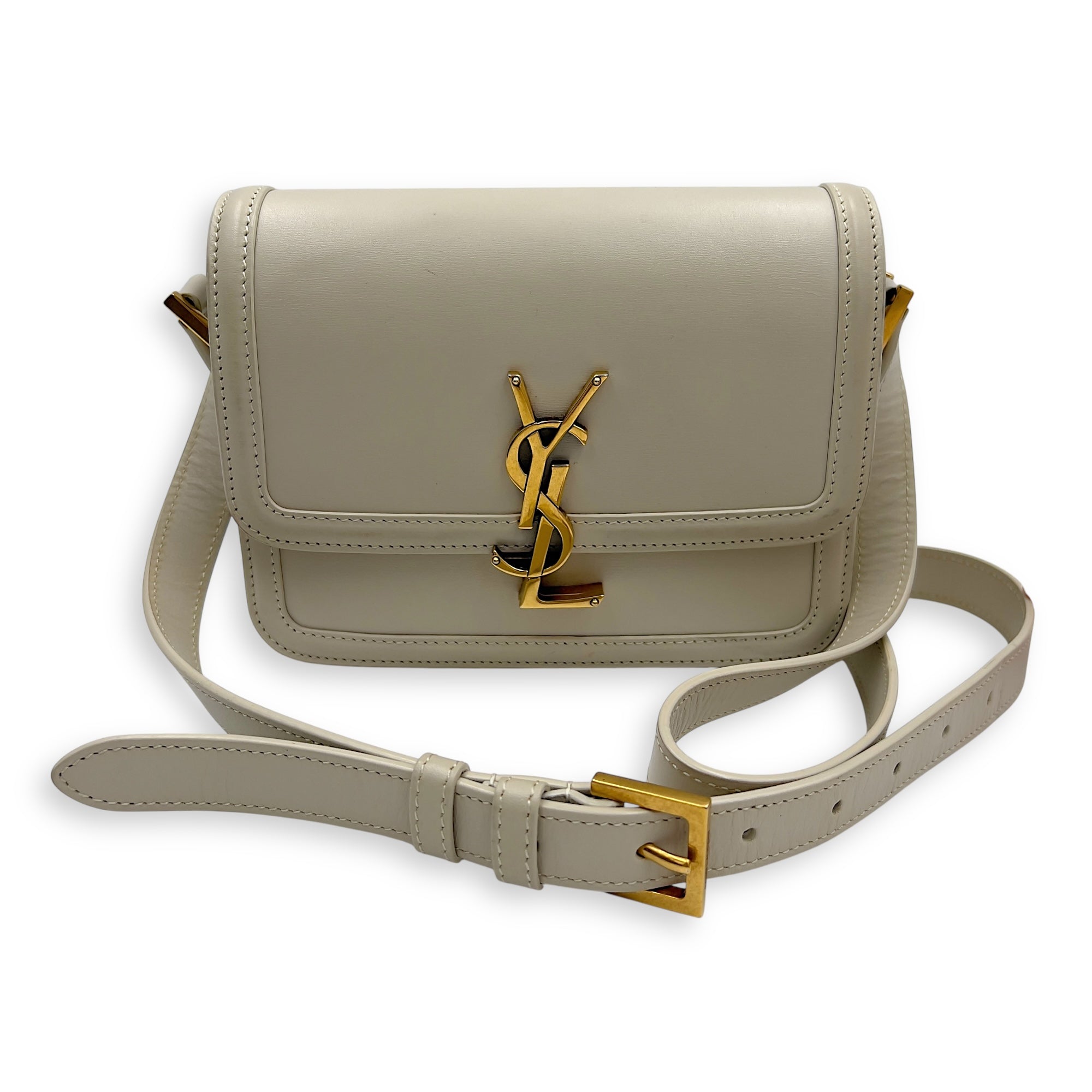 Solferino Shoulder Bag White in Calfskin, Gold hardware - Image 10