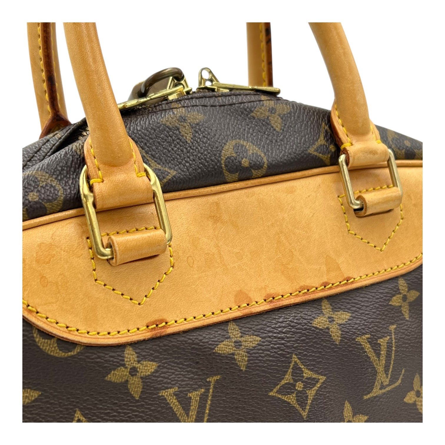 Deauville Top Handle Bag Brown in Monogram Coated Canvas, Gold hardware - Image 13
