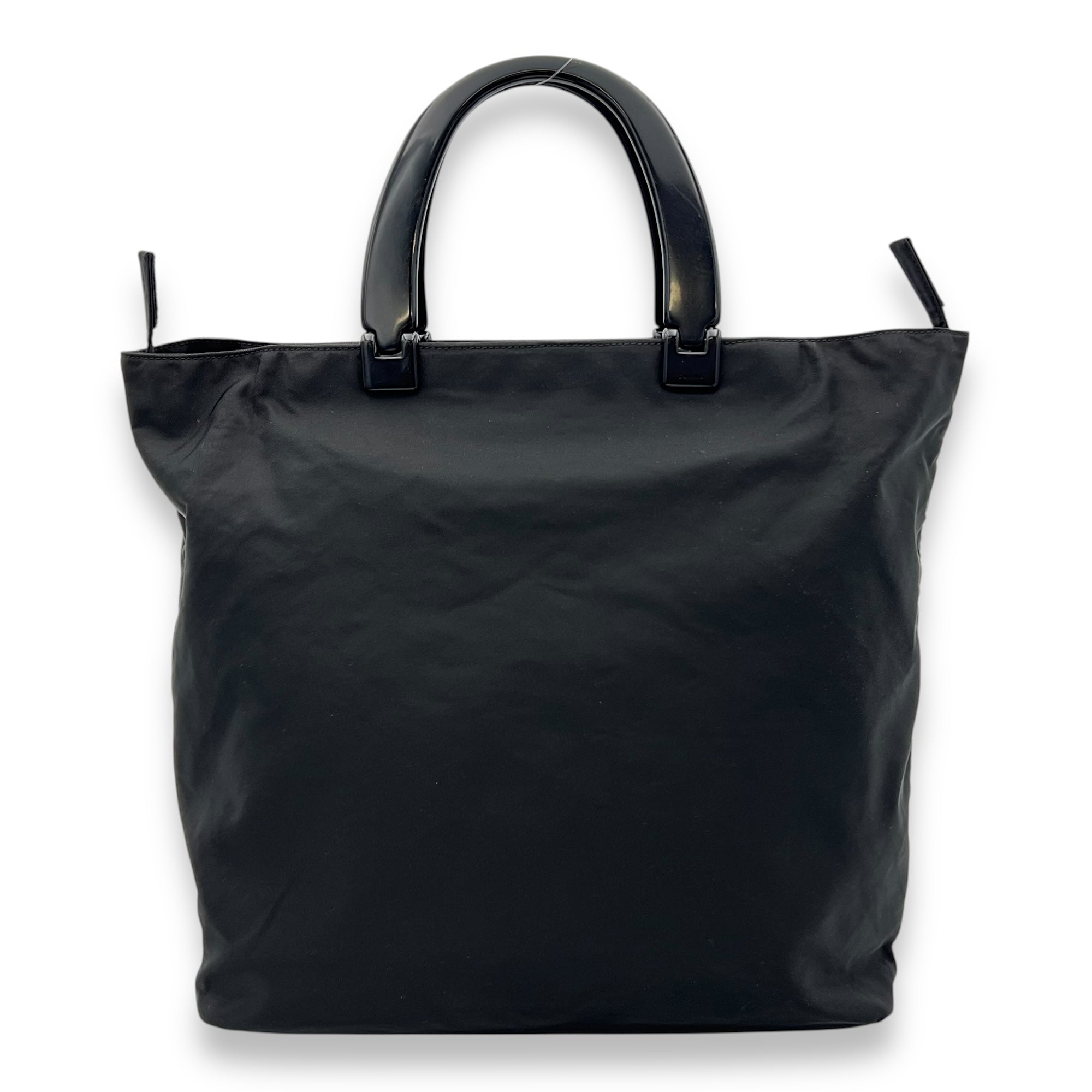 Logo Top Handle Bag Black in Nylon, Silver hardware - Image 10