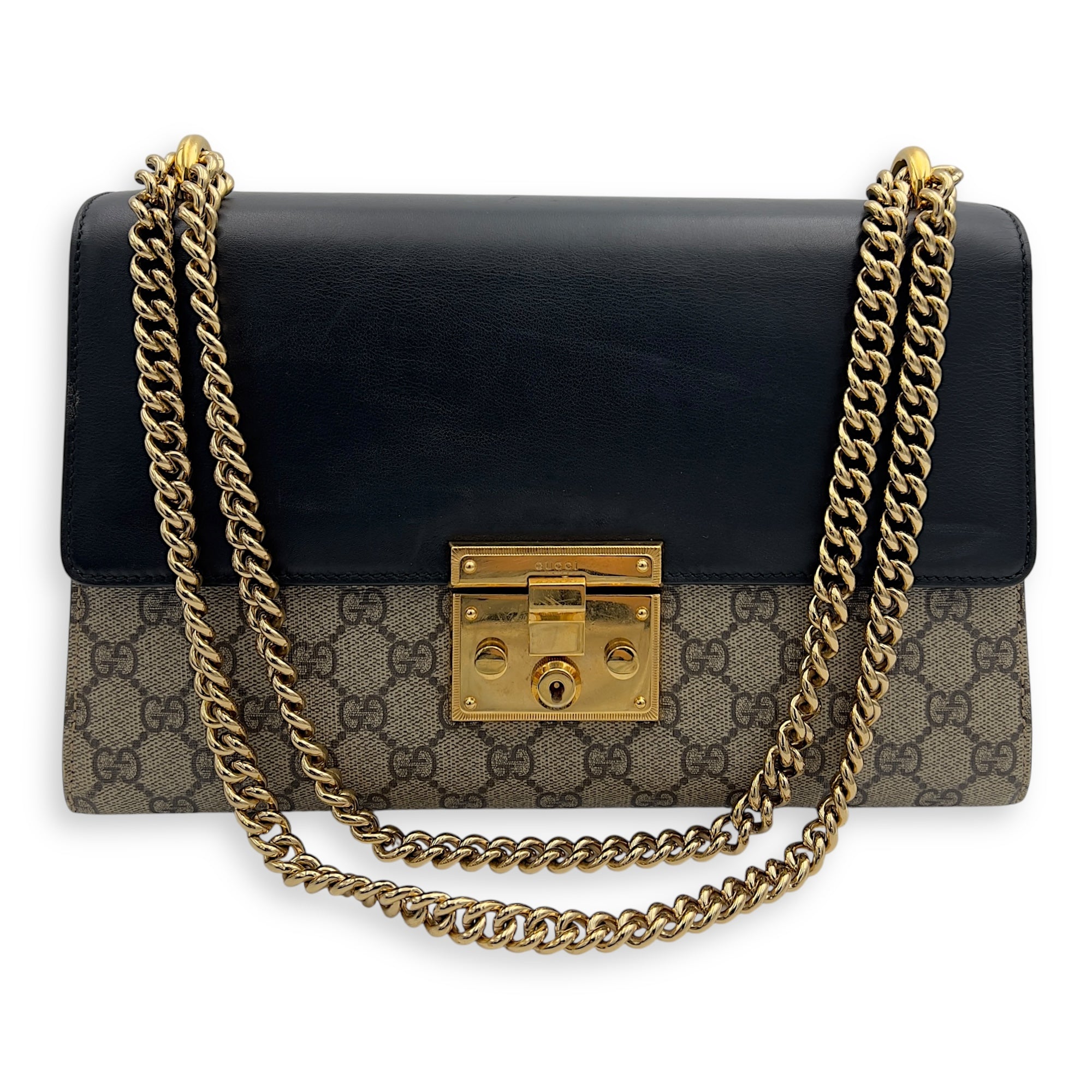 Padlock Shoulder Bag Brown in Coated Canvas, Gold hardware - Image 11