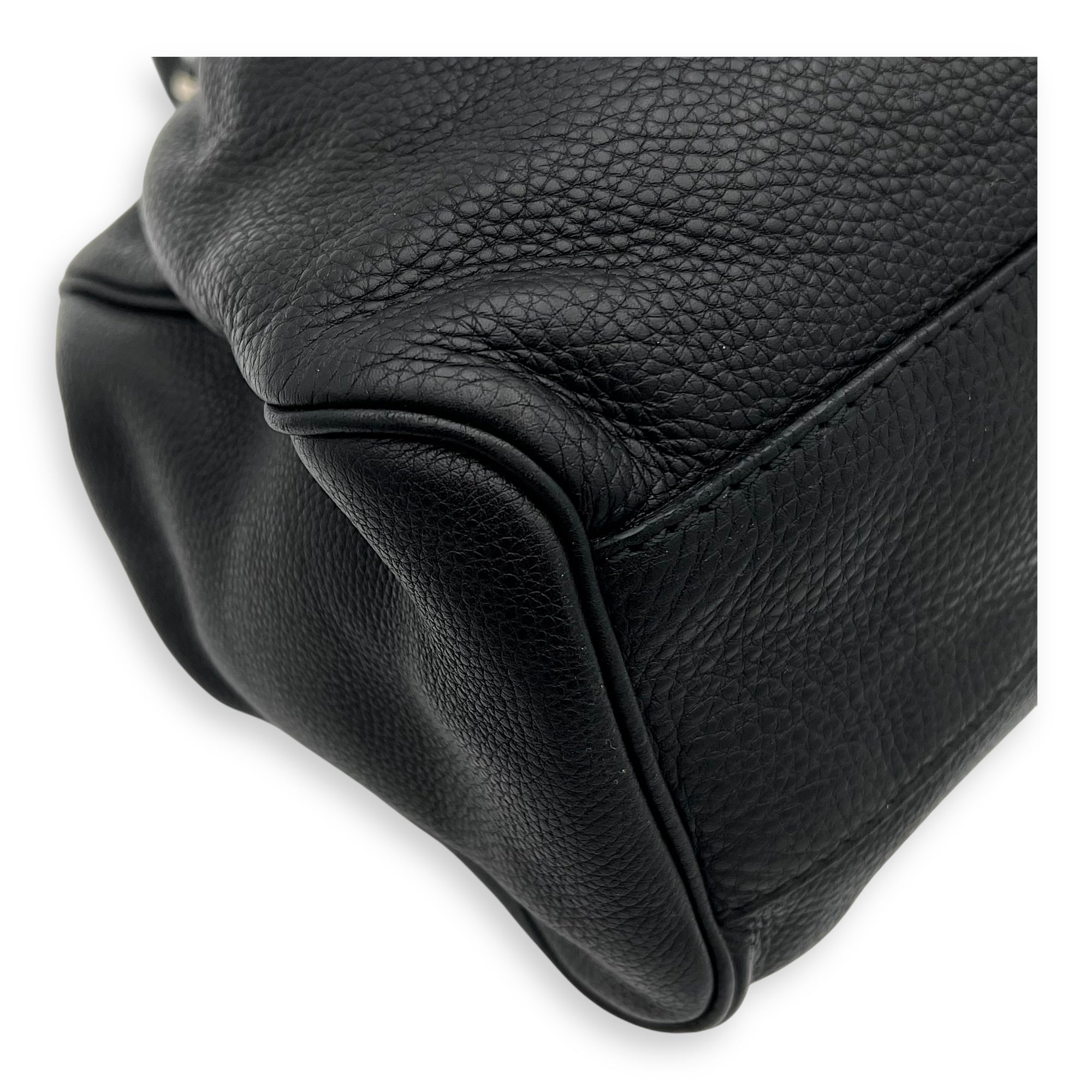 Sukey Black Top Handle Bag in Calfskin, Light Gold hardware - Image 13