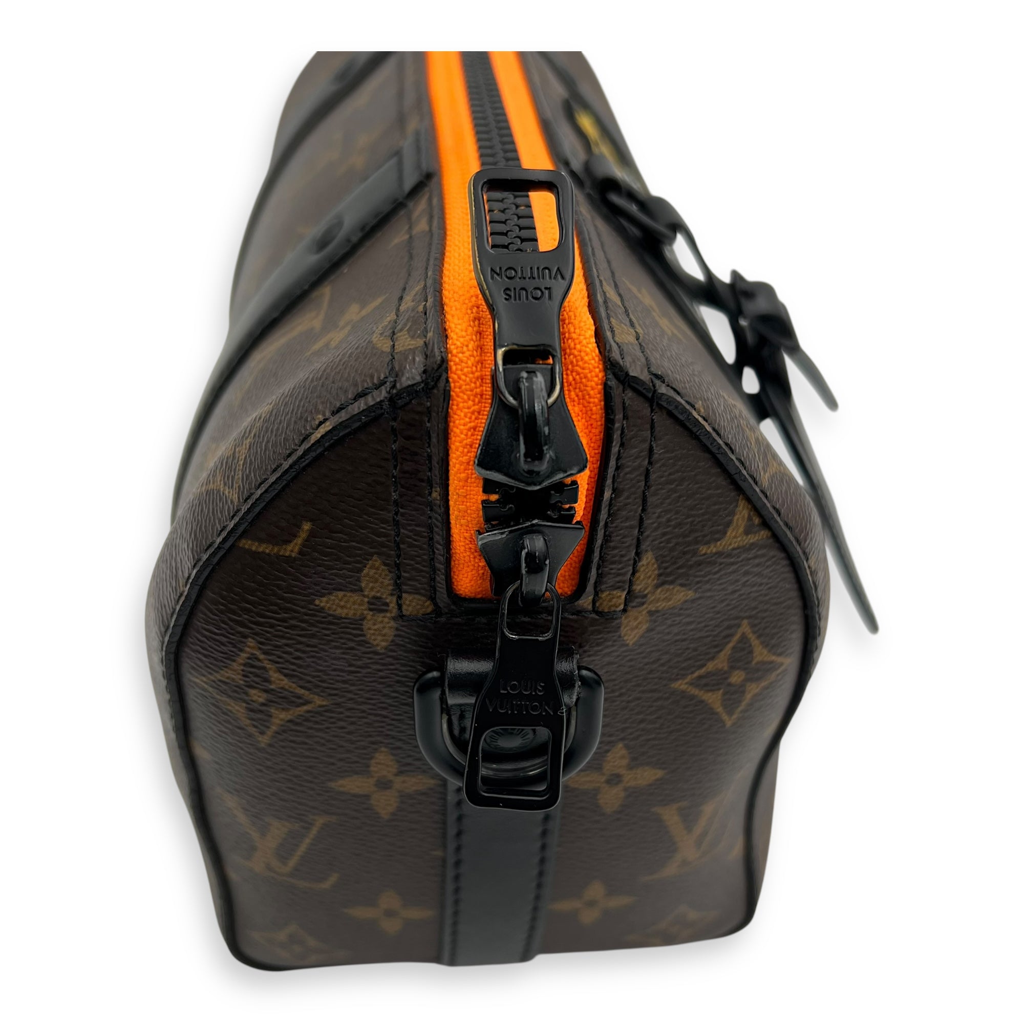 Keepall Virgil Abloh Top Handle Bag Brown in Monogram Coated Canvas, Gold hardware - Image 8