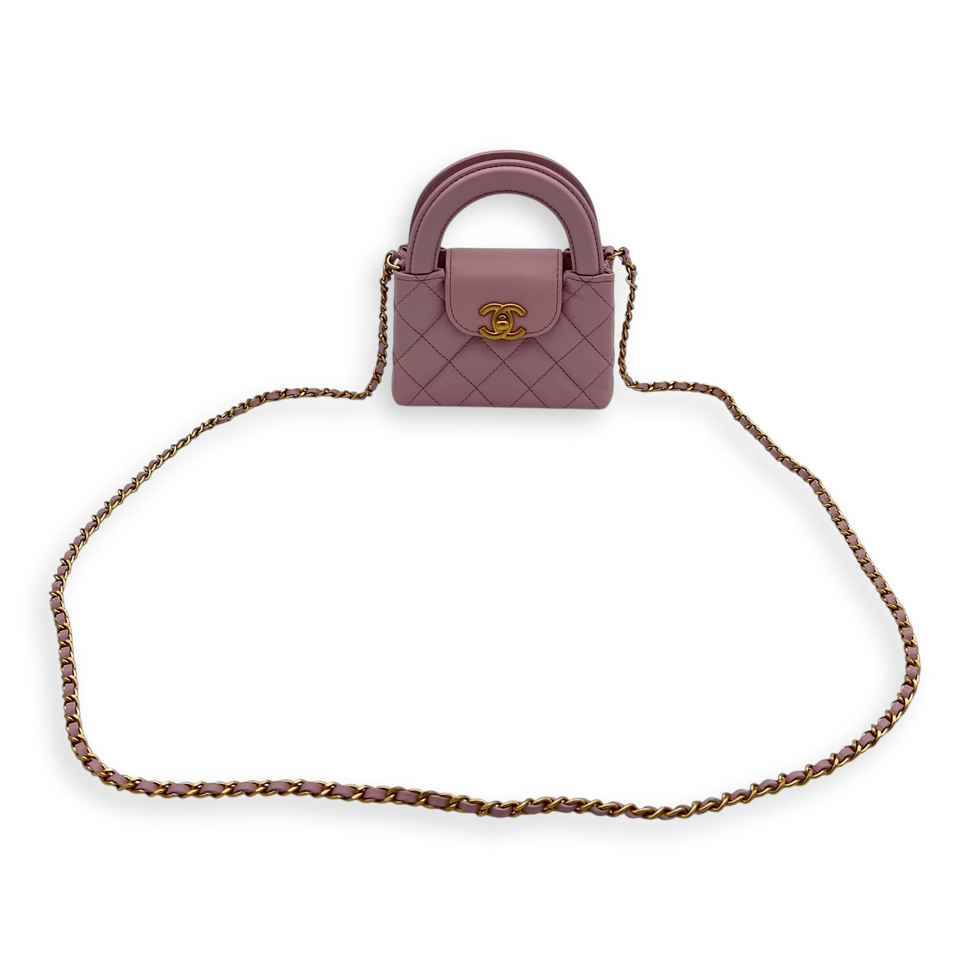 Kelly Top Handle Bag Nano Pink in Calfskin, Gold hardware - Image 11