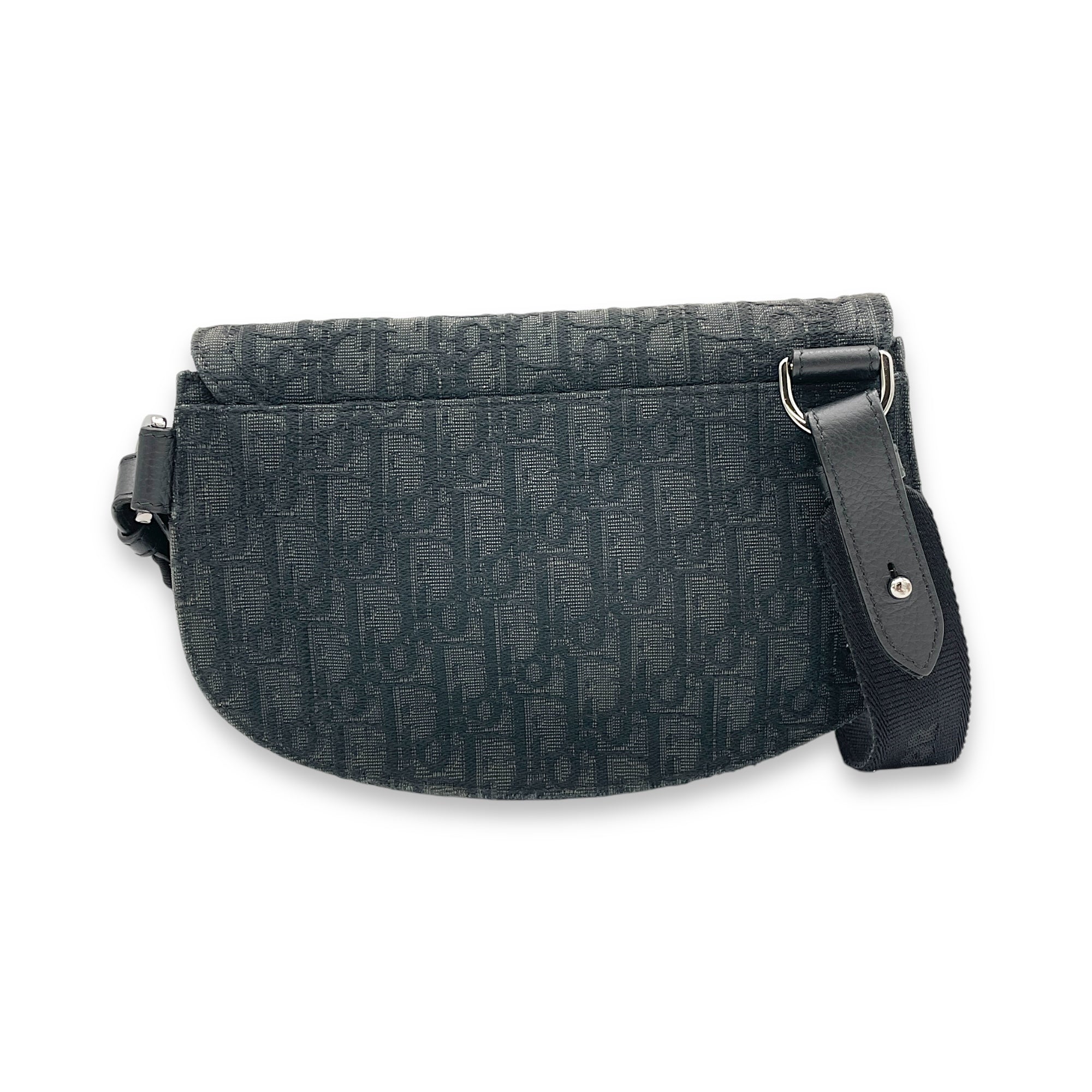 Saddle Black Crossbody Bag in Jacquard, Silver hardware - Image 3