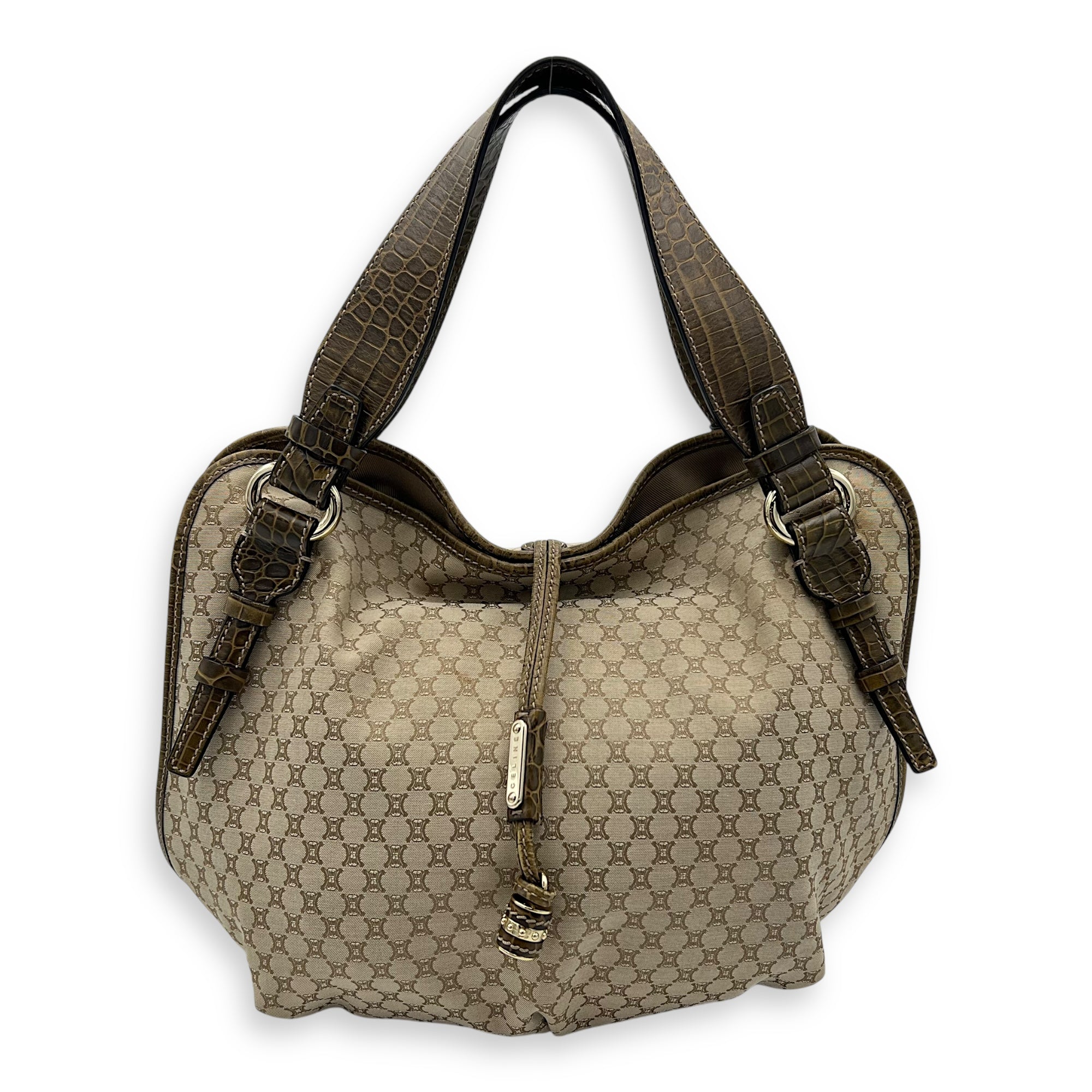 Macadam Shoulder Bag Brown in Canvas, Silver hardware