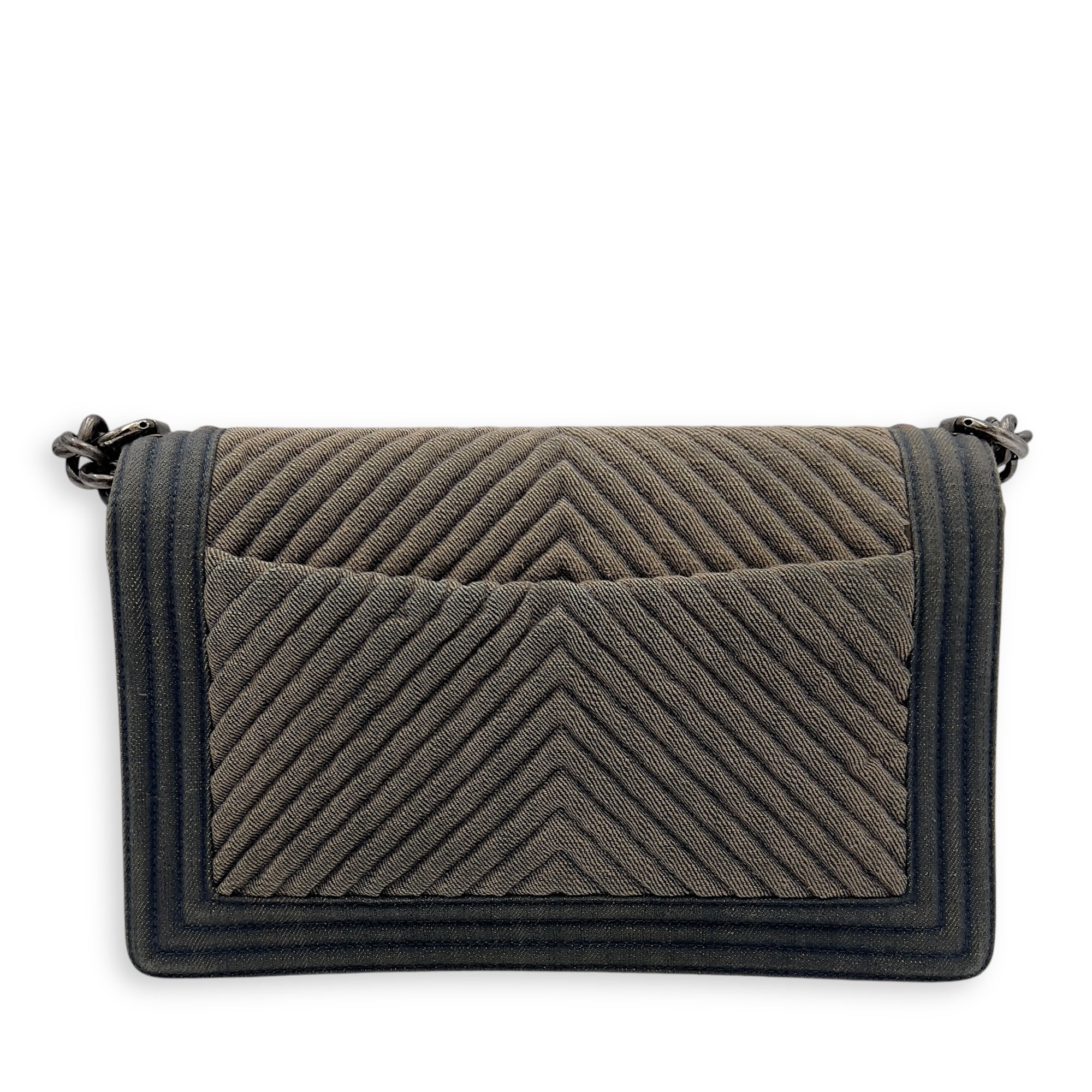 Boy Medium Blue Shoulder Bag in Denim, Ruthenium hardware - Image 3