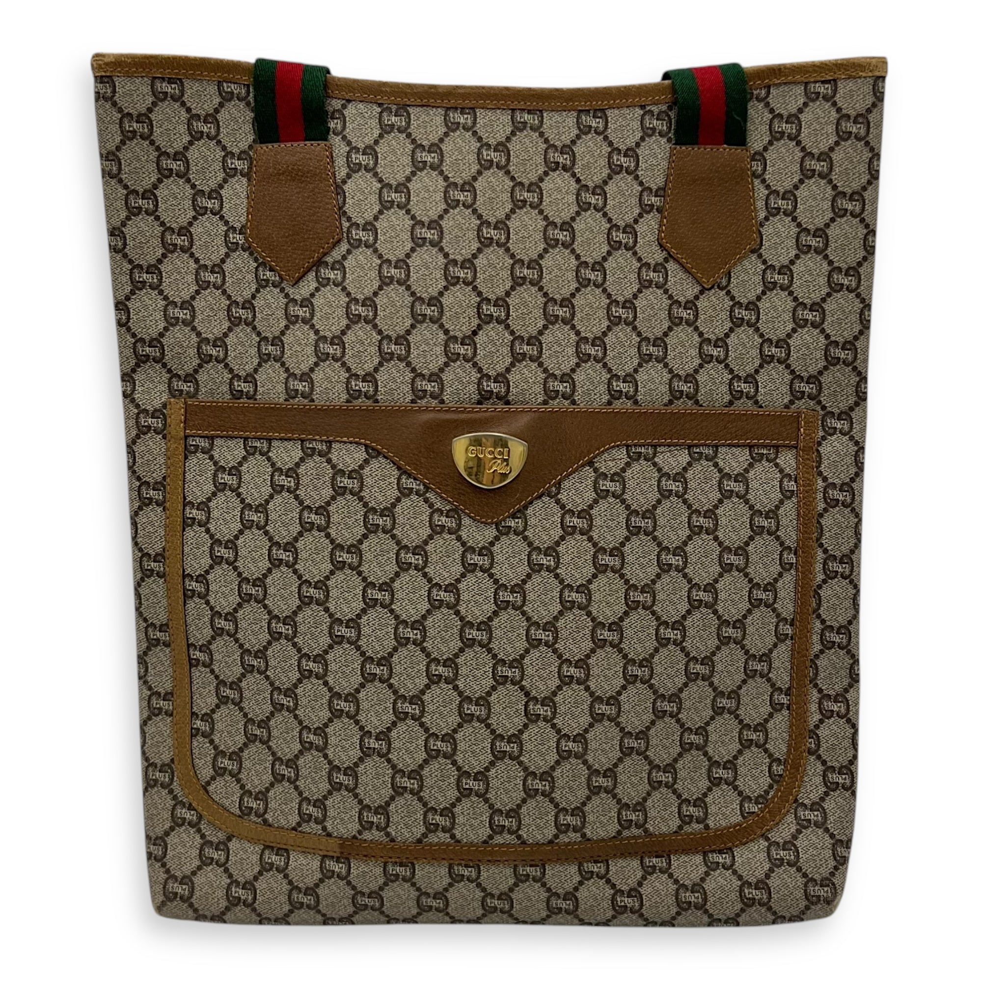 GG Tote Bag Grey in Coated Canvas, Gold hardware
