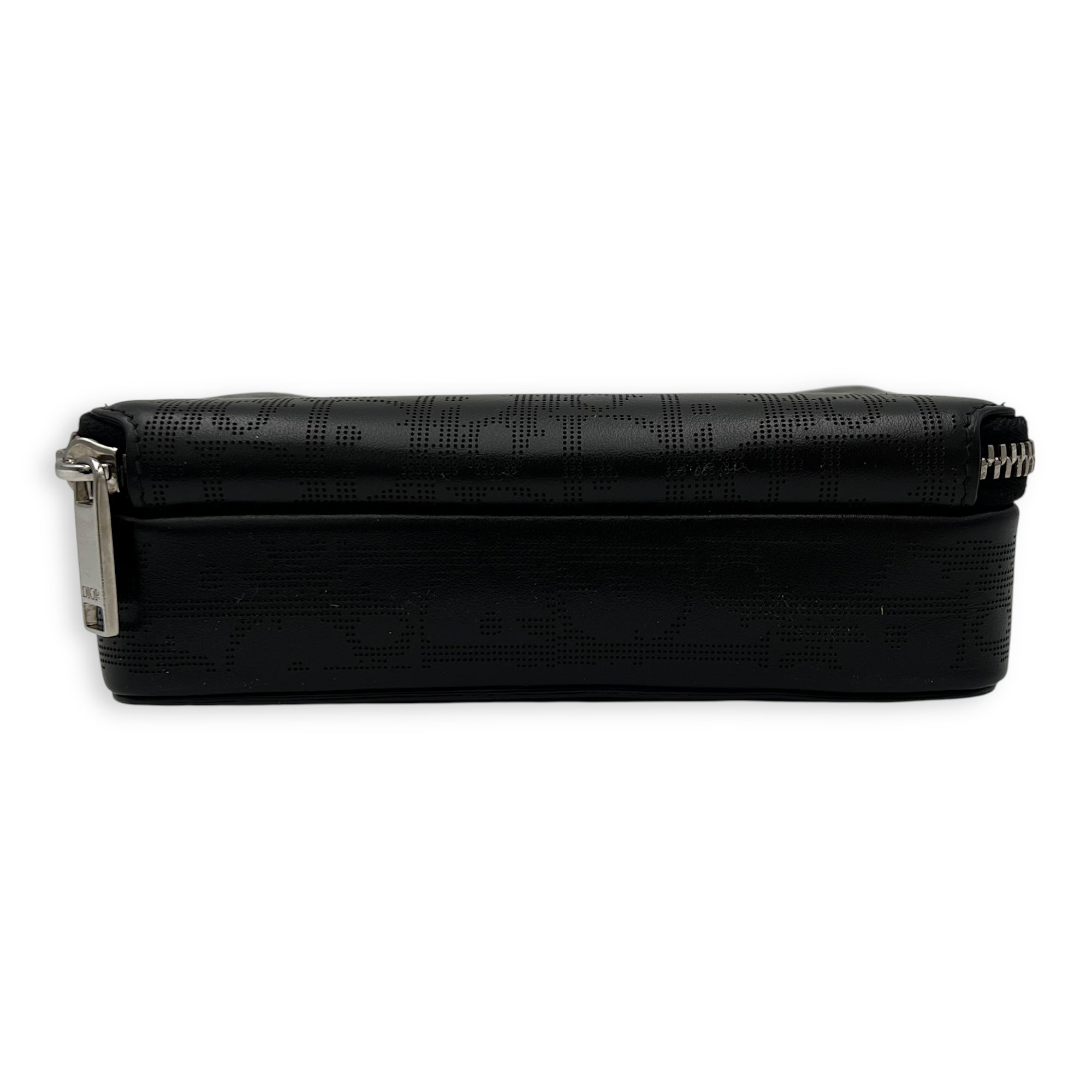 Double Zip Small Black Galaxy Leather Crossbody Bag in Calfskin, Silver hardware - Image 6
