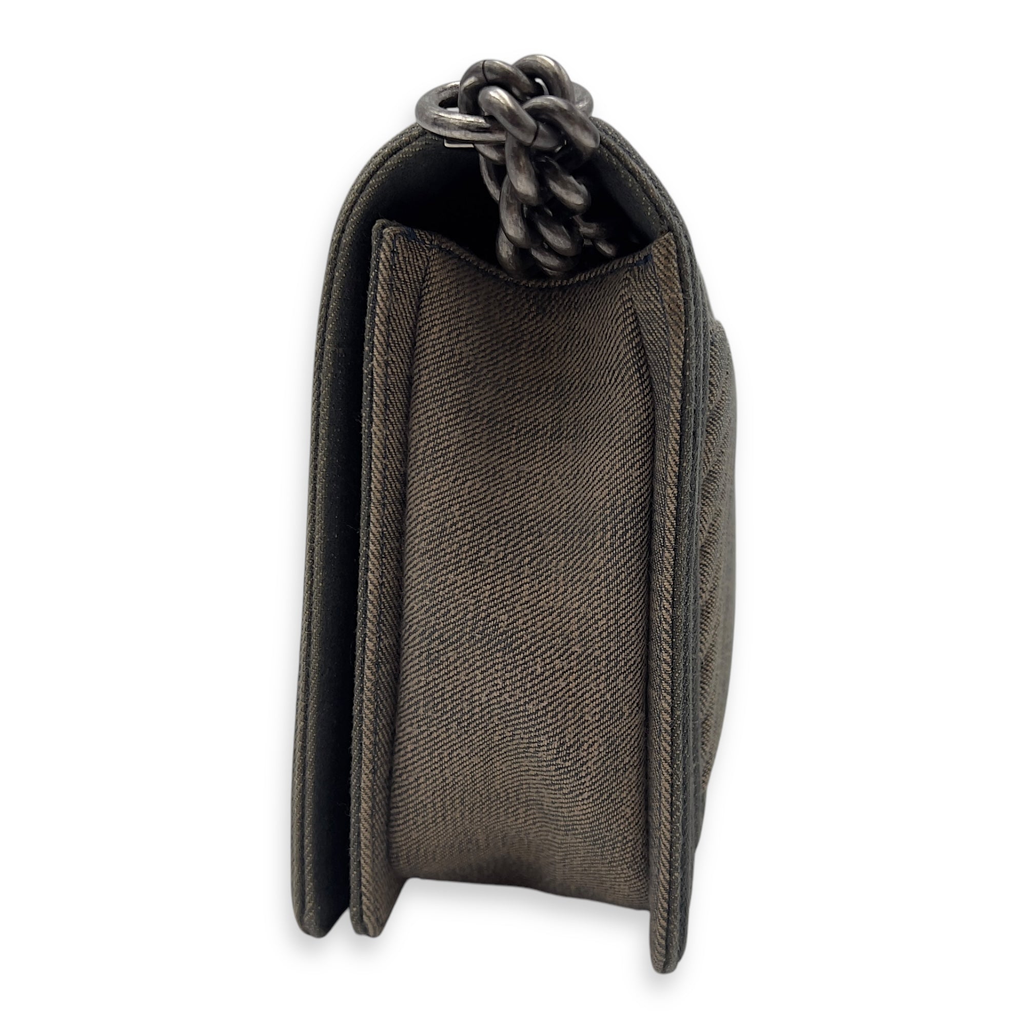 Boy Medium Blue Shoulder Bag in Denim, Ruthenium hardware - Image 5