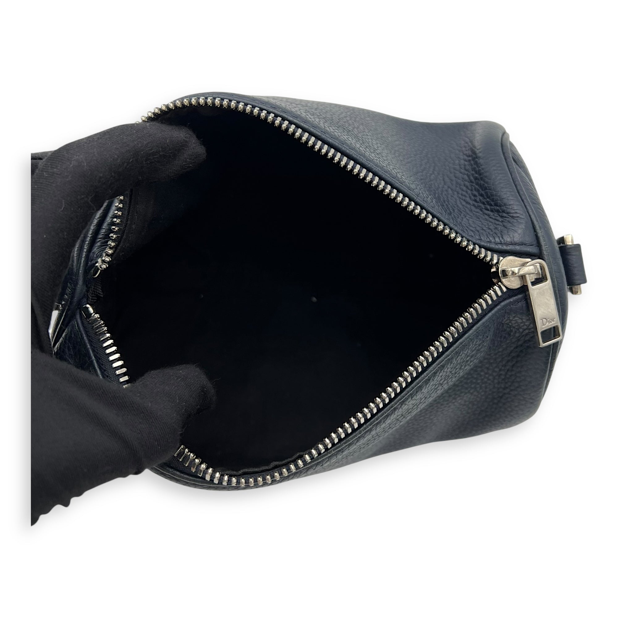 Roller Blue Crossbody Bag in Calfskin, Silver hardware - Image 7