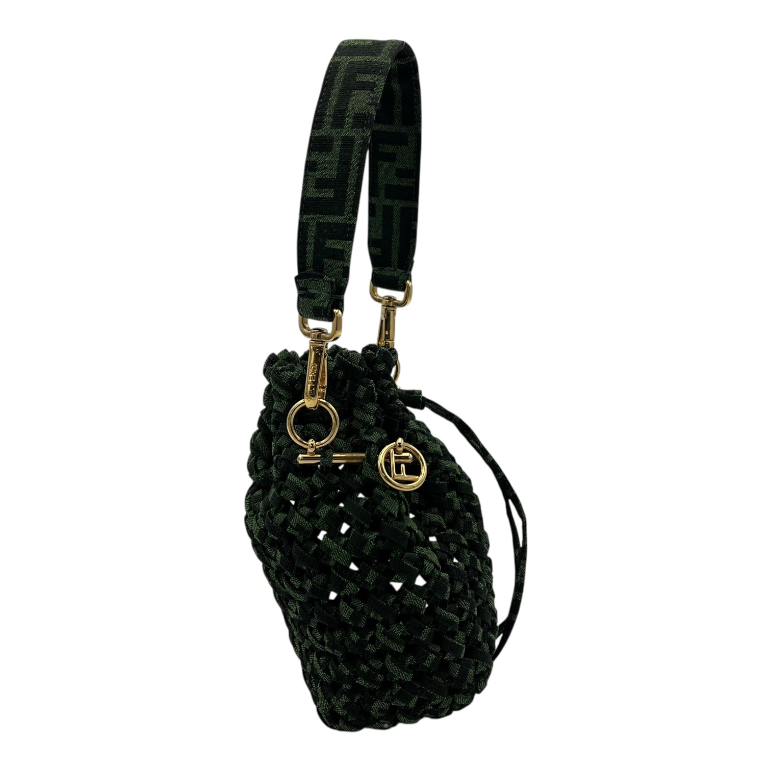 Mon Tresor Crossbody Bag Green in Canvas, Gold hardware - Image 5