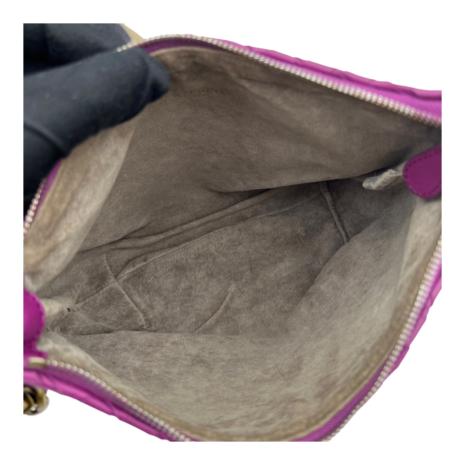 Intrecciato Purple Shoulder Bag in Lambskin, Gold hardware - Image 7