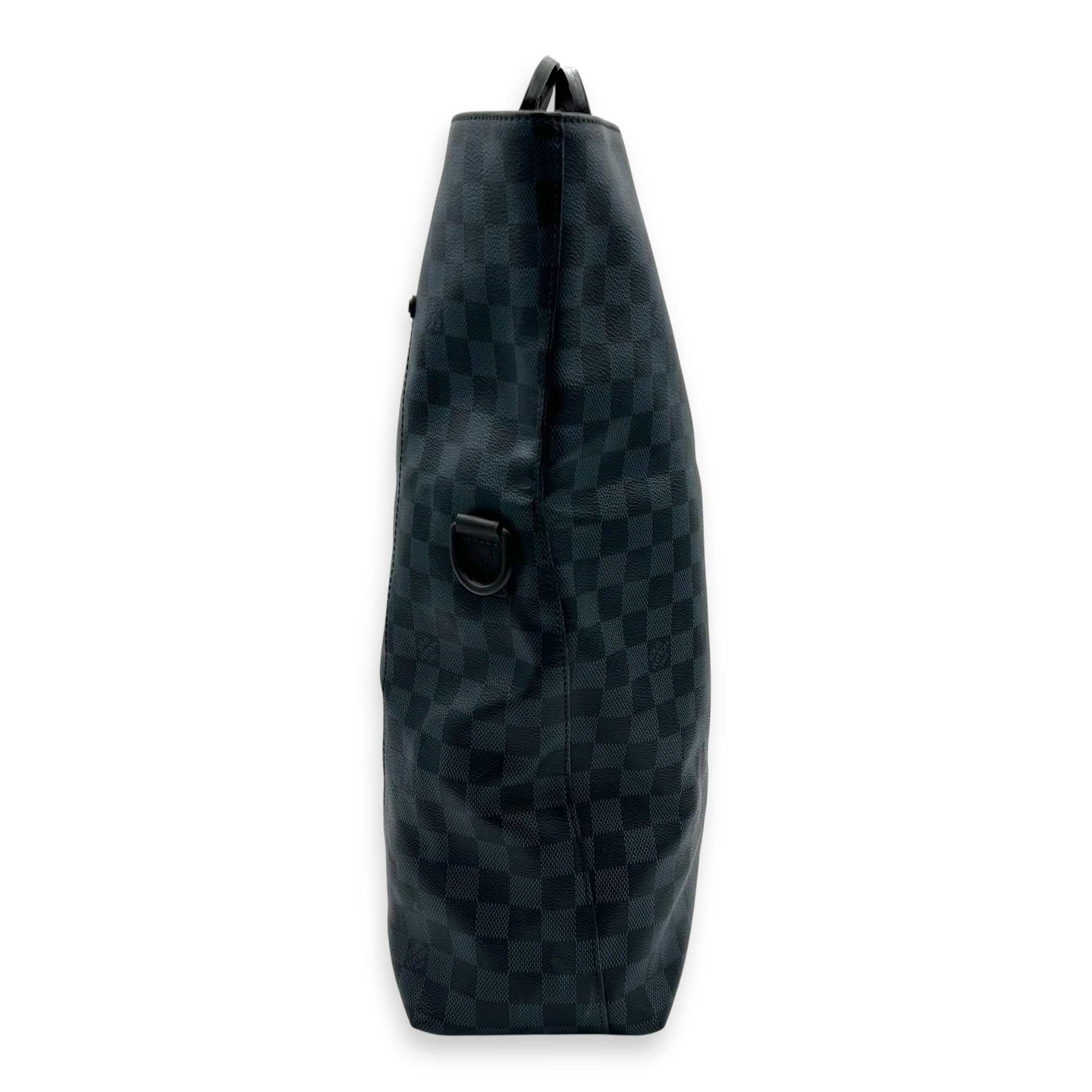 North South Tote Damier Top Handle Bag Blue in Coated Canvas, black hardware - Image 5