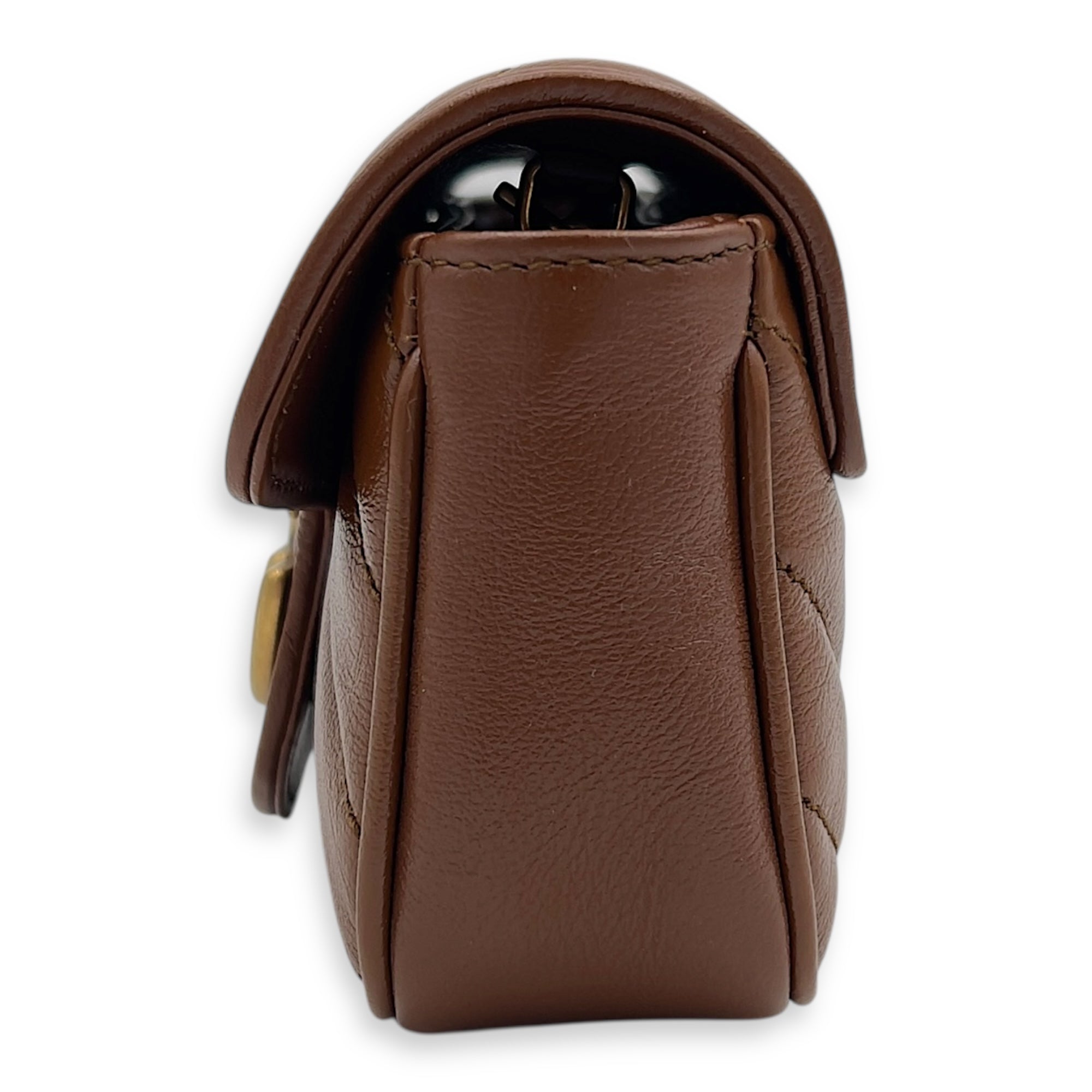 GG Marmont Shoulder Bag Brown in Calfskin, Gold hardware - Image 5