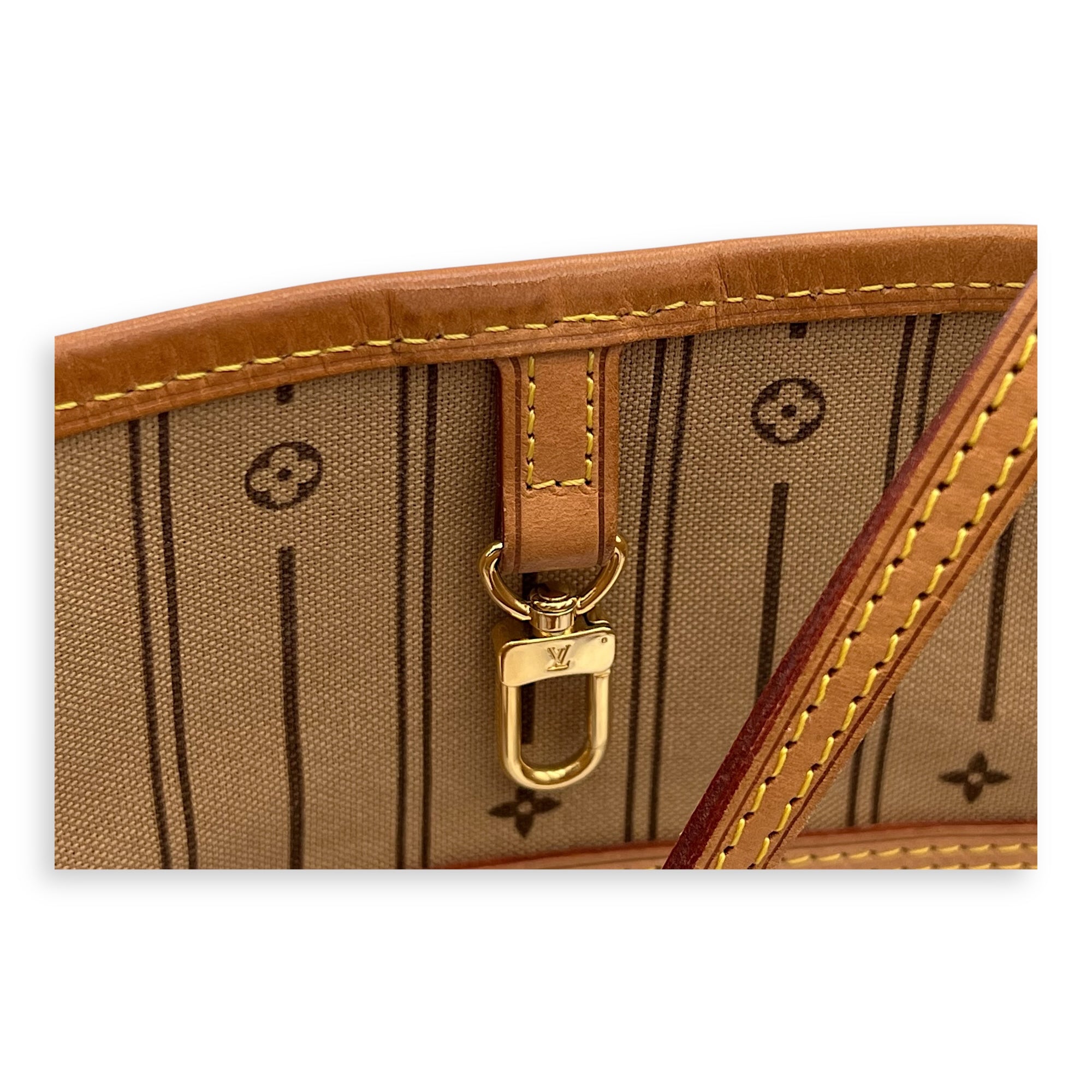 Neverfull MM Brown Tote Bag in Monogram Coated Canvas, Gold hardware - Image 10