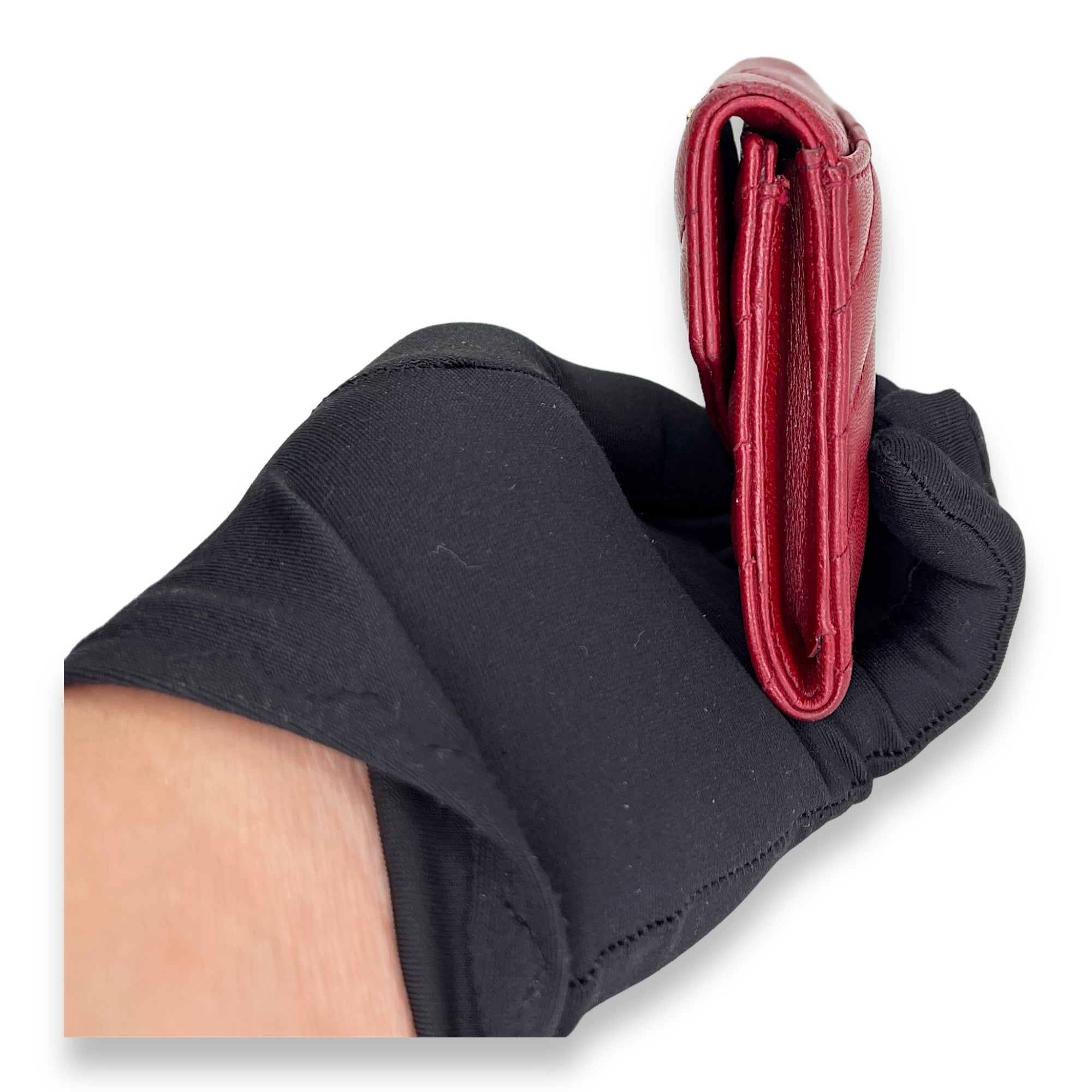 Cassandre Red Wallet in Lambskin, Gold hardware - Image 4